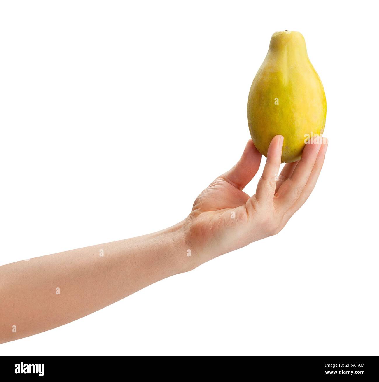 papaya in hand path isolated on white Stock Photo Alamy