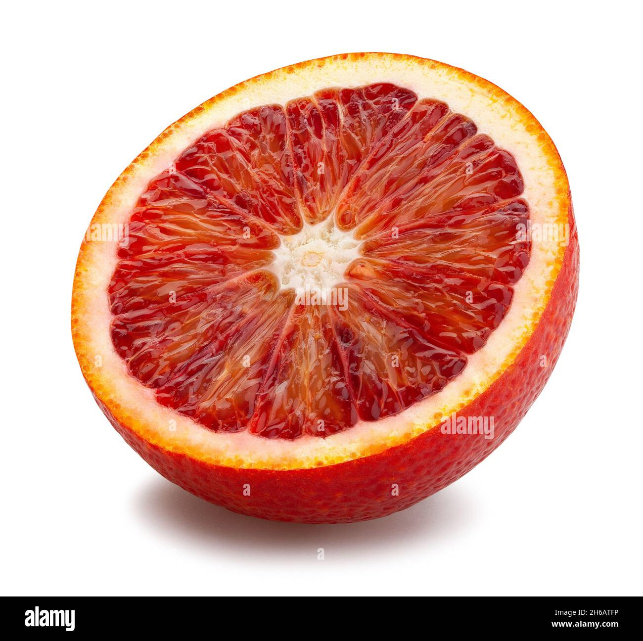 sliced blood orange path isolated on white Stock Photo