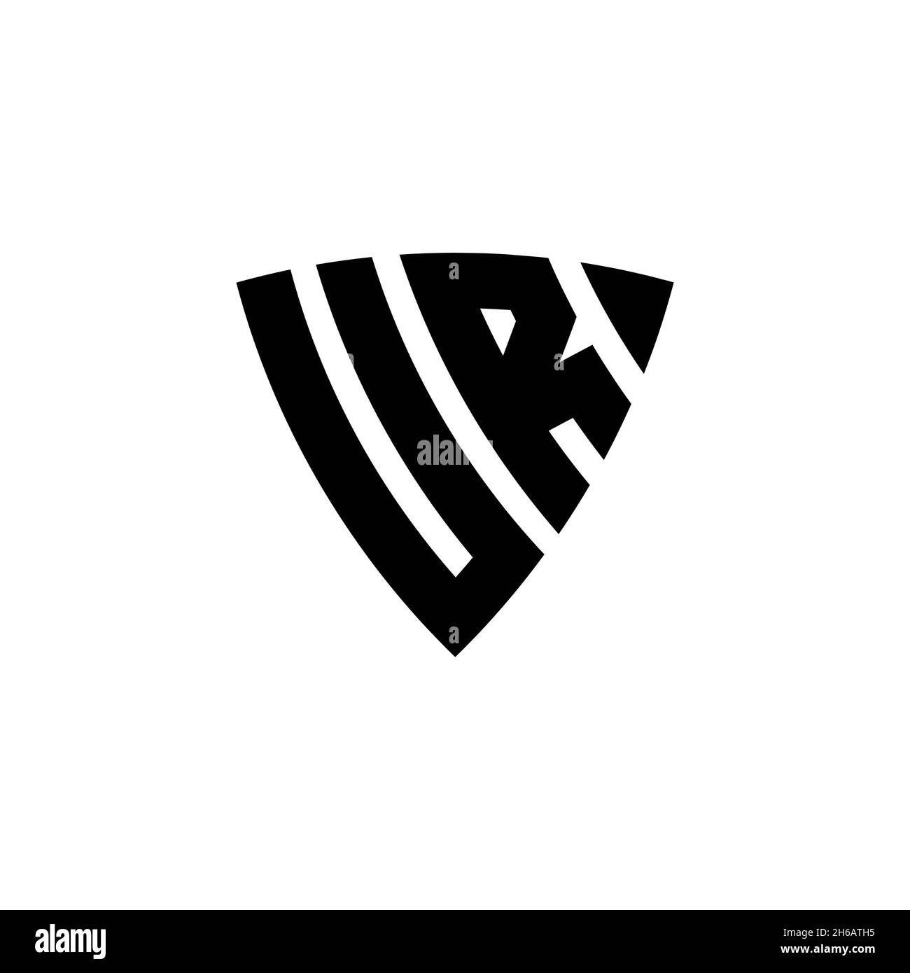 UR Monogram logo letter with triangle shield shape style design isolated on white background. Triangle monogram logo, shield monogram logo, triangle s Stock Vector
