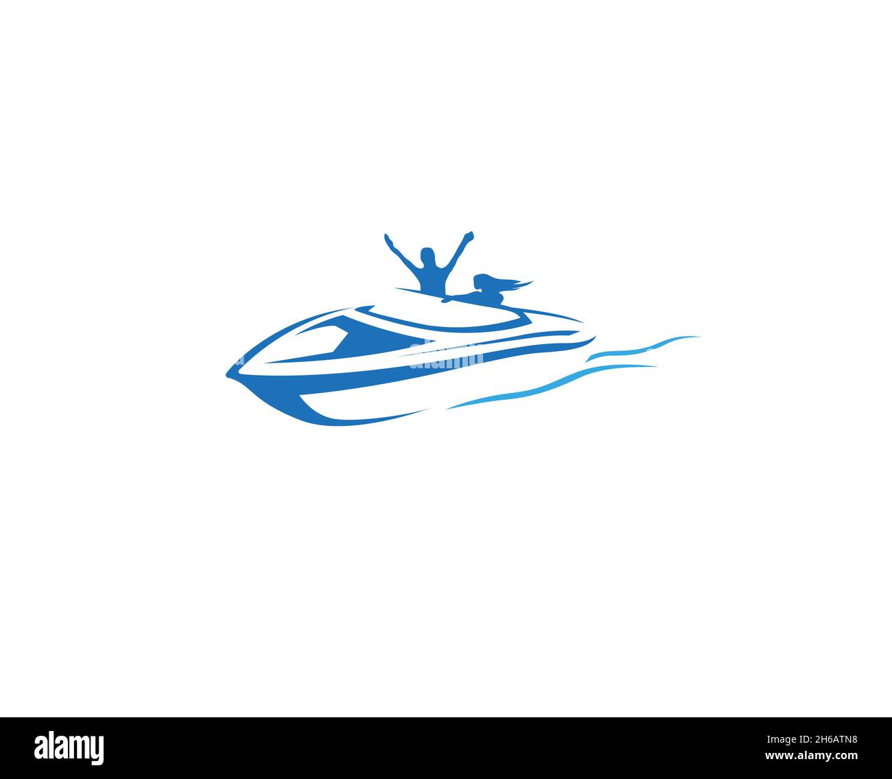 Creative Blue Yacht Boat Logo Design Vector Symbol Illustration Stock ...