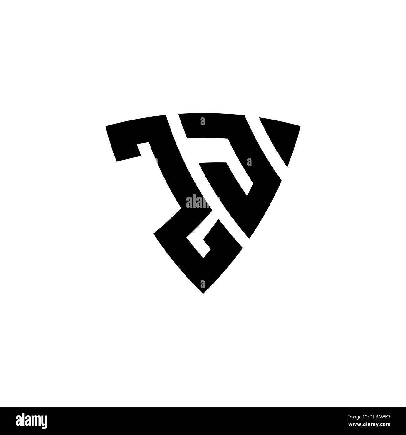ZJ Monogram logo letter with triangle shield shape style design ...