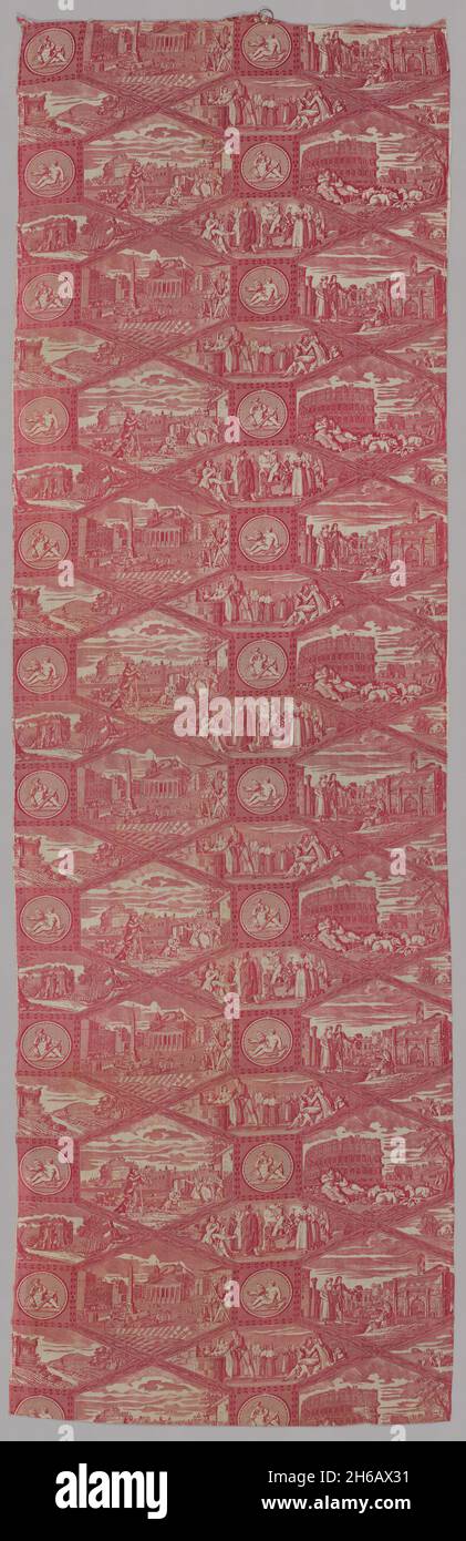 'Scenes of Rome' Furnishing Fabric, France, c. 1815. Stock Photo