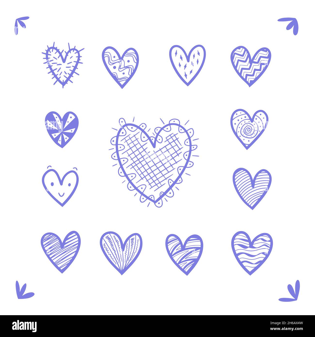 Hand drawn cute vector hearts in different styles Stock Vector Image ...