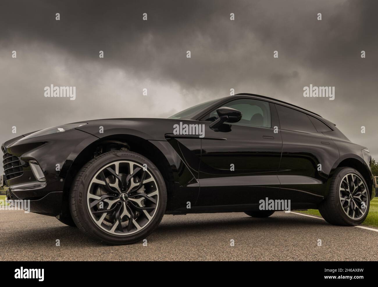 Aston Martin DBX at Goodwood motor racing circuit, near Chichester, West Sussex, UK Stock Photo