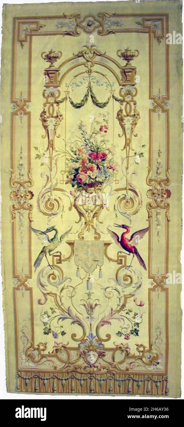 Hanging Porti&#xe8;re or Panel for a Bed, France, 1775/1825. Possibily designed by Gobelins Factory or Ren&#xe9; Beauvais. Stock Photo