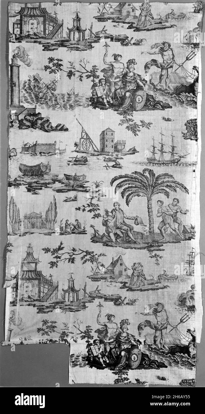 Neptune or L'Empire de la Mer (Neptune or the Empire of the Sea) (Furnishing Fabric), Nantes, c. 1795. Possibly designed by Belorgé or Samuel Cholet, manufactured by Petitpierre et Cie. Stock Photo