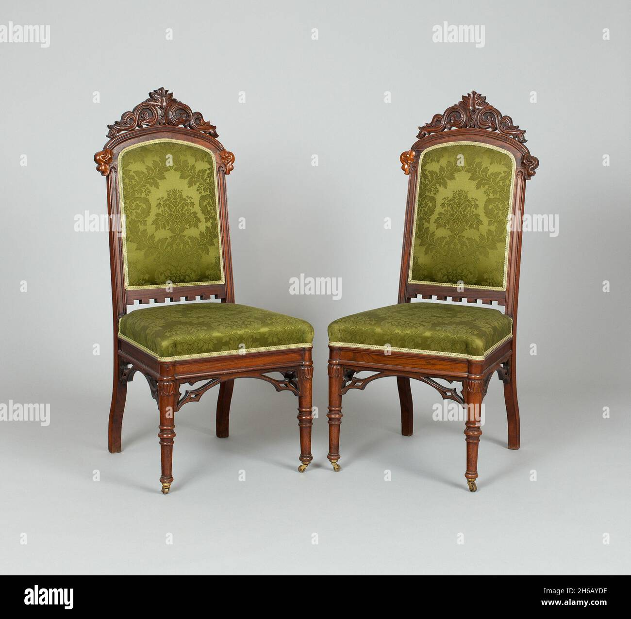 Pair of Side Chairs, c. 1849. Designed by Alexander Jackson Davis, made by William Burns and Peter Trainque. Stock Photo