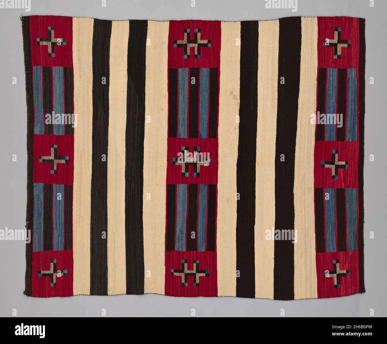 Chief Blanket (Third Phase), c. 1880. A work made of wool, single interlocking and slit tapestry weaves with &quot;lazy lines&quot;; twined warp ends and selvages. Stock Photo