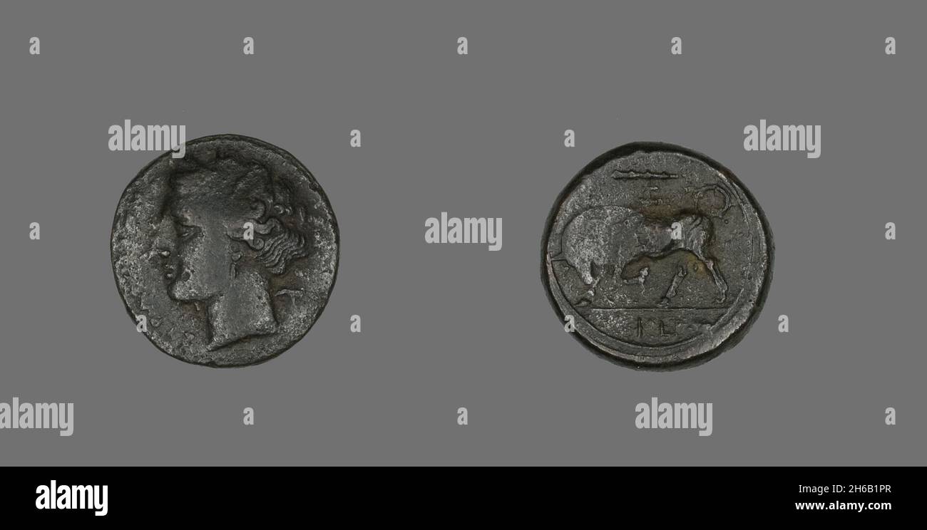 Coin Depicting the Goddess Persephone, 275-216 BCE. Stock Photo