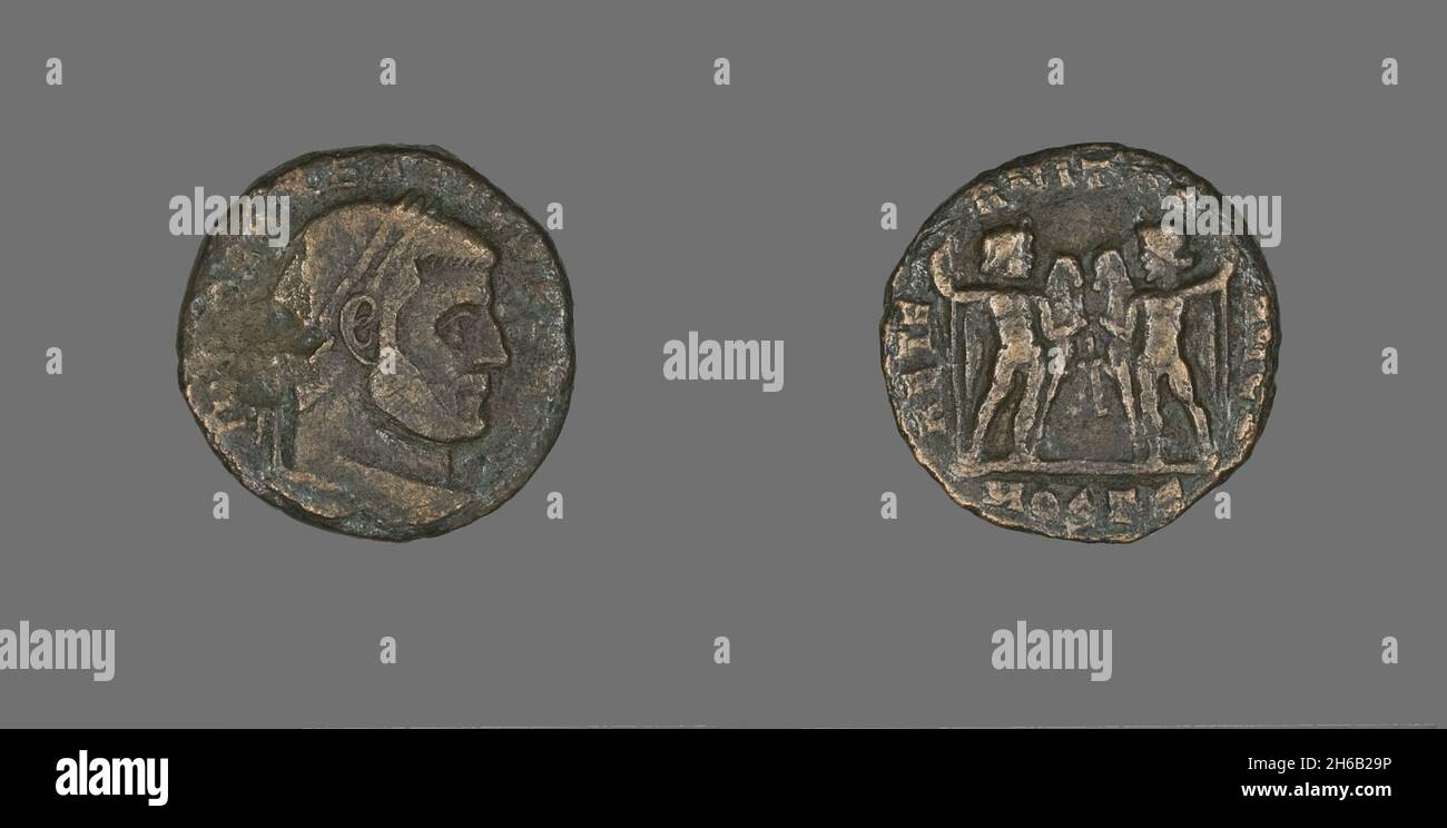 Coin Portraying Emperor Maxentius, 306-312. Stock Photo