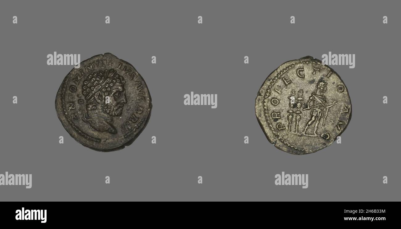 Denarius (Coin) Portraying Emperor Caracalla, 213. Stock Photo