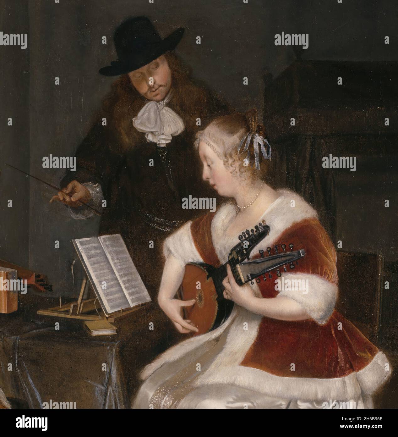 The Music Lesson, c. 1670. Detail from a larger artwork Stock Photo - Alamy