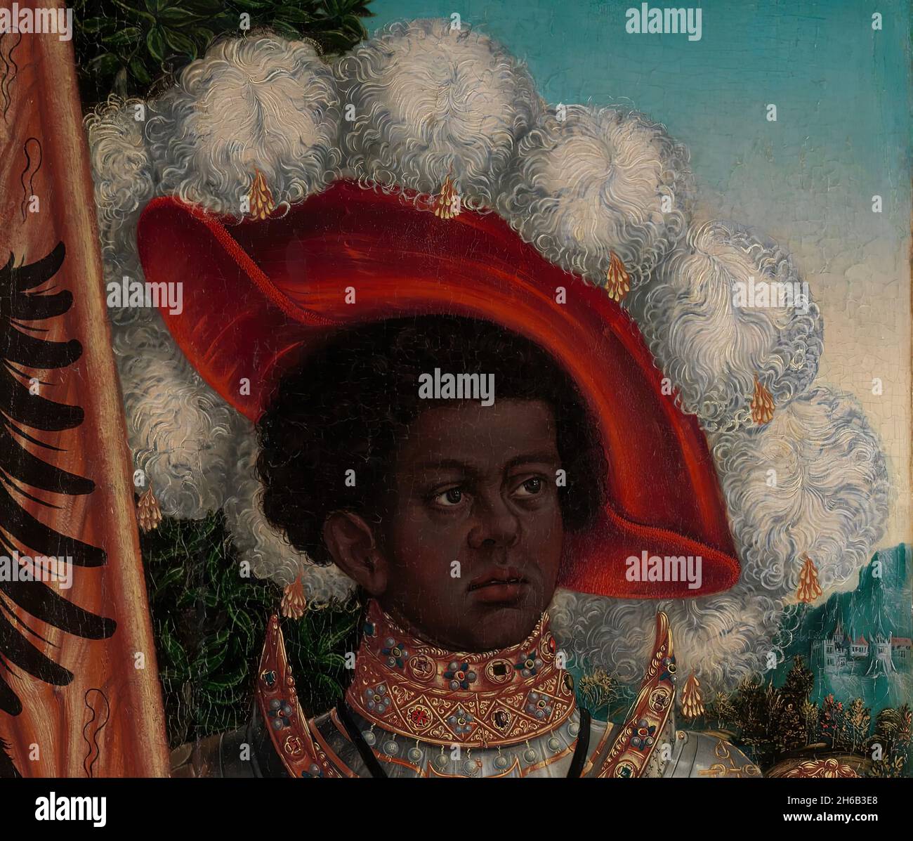 Saint Maurice, ca. 152025. Detail from a larger artwork Stock Photo