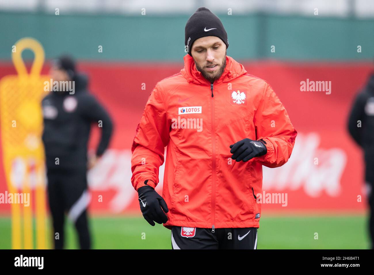 Warsaw, Poland. 14th Nov, 2021. Maciej Rybus of Poland in action during the official training session of the Polish national football team before FIFA World Cup Qatar 2022 qualification match against Hungary in Warsaw. (Photo by Mikolaj Barbanell/SOPA Images/Sipa USA) Credit: Sipa USA/Alamy Live News Stock Photo