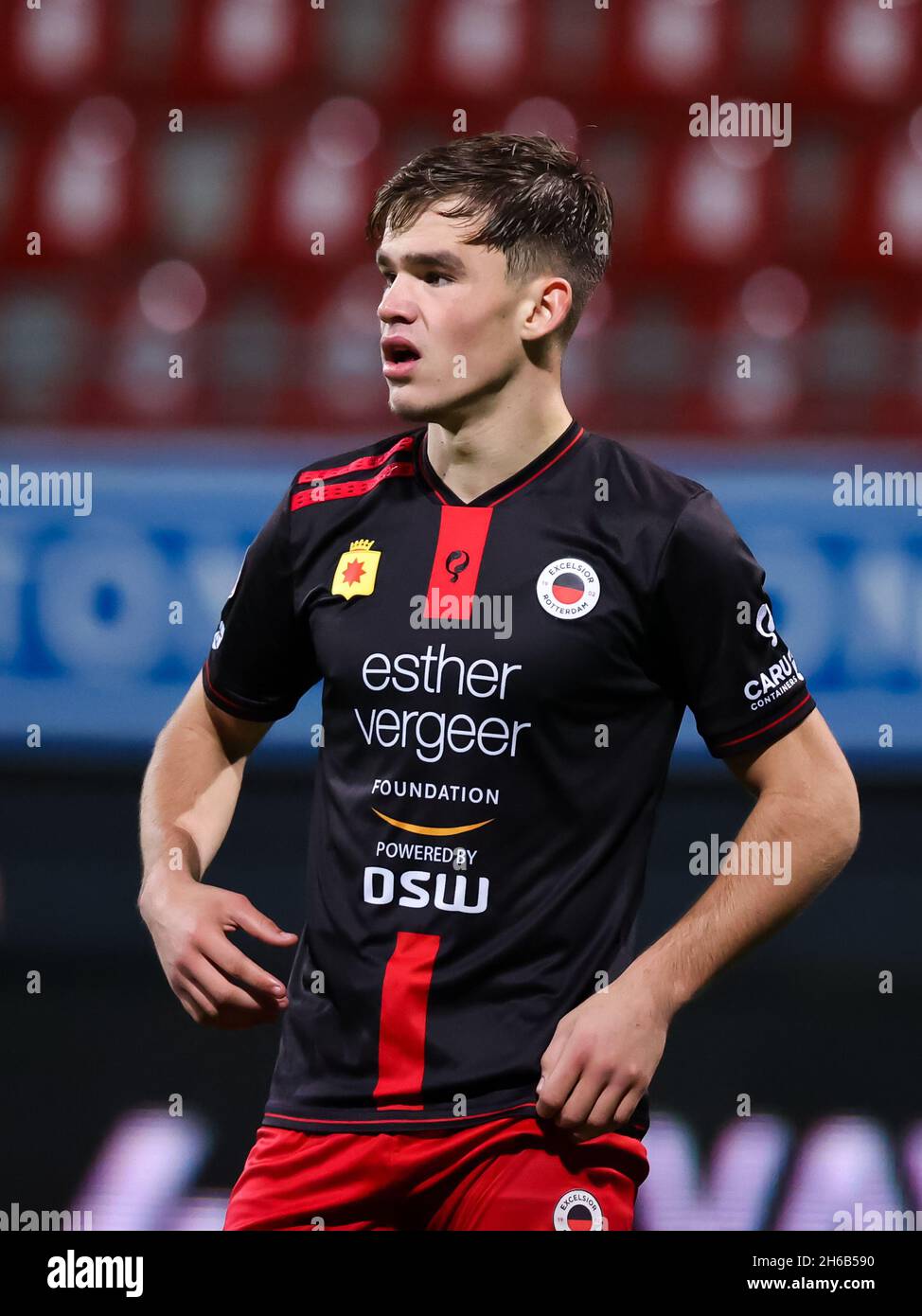 ROTTERDAM, NETHERLANDS - NOVEMBER 14: Thijs Dallinga of Excelsior Rotterdam during the Dutch Keukenkampioendivisie match between Excelsior and Almere City FC at the Van Donge & De Roo Stadion on November 14, 2021 in Rotterdam, Netherlands (Photo by Herman Dingler/Orange Pictures) Stock Photo