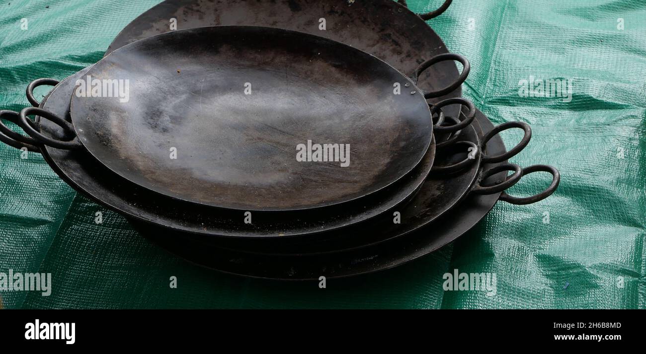 Old Indian Kadai Cast Iron Cooking Pot