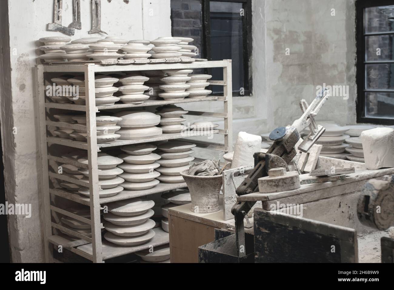 jigger plate making machine press at Gladstone Pottery Museum, Longton