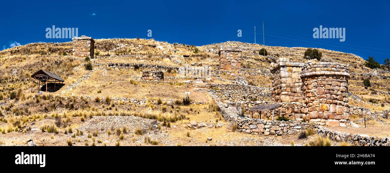 Chullpas of Molloco, funerary towers in Peru Stock Photo