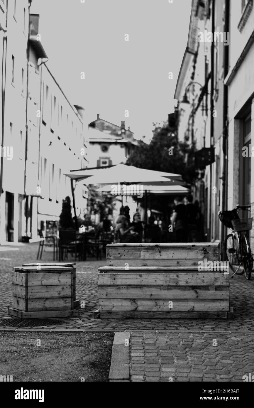 A vertical grayscale shot of city buildings and streets Stock Photo - Alamy