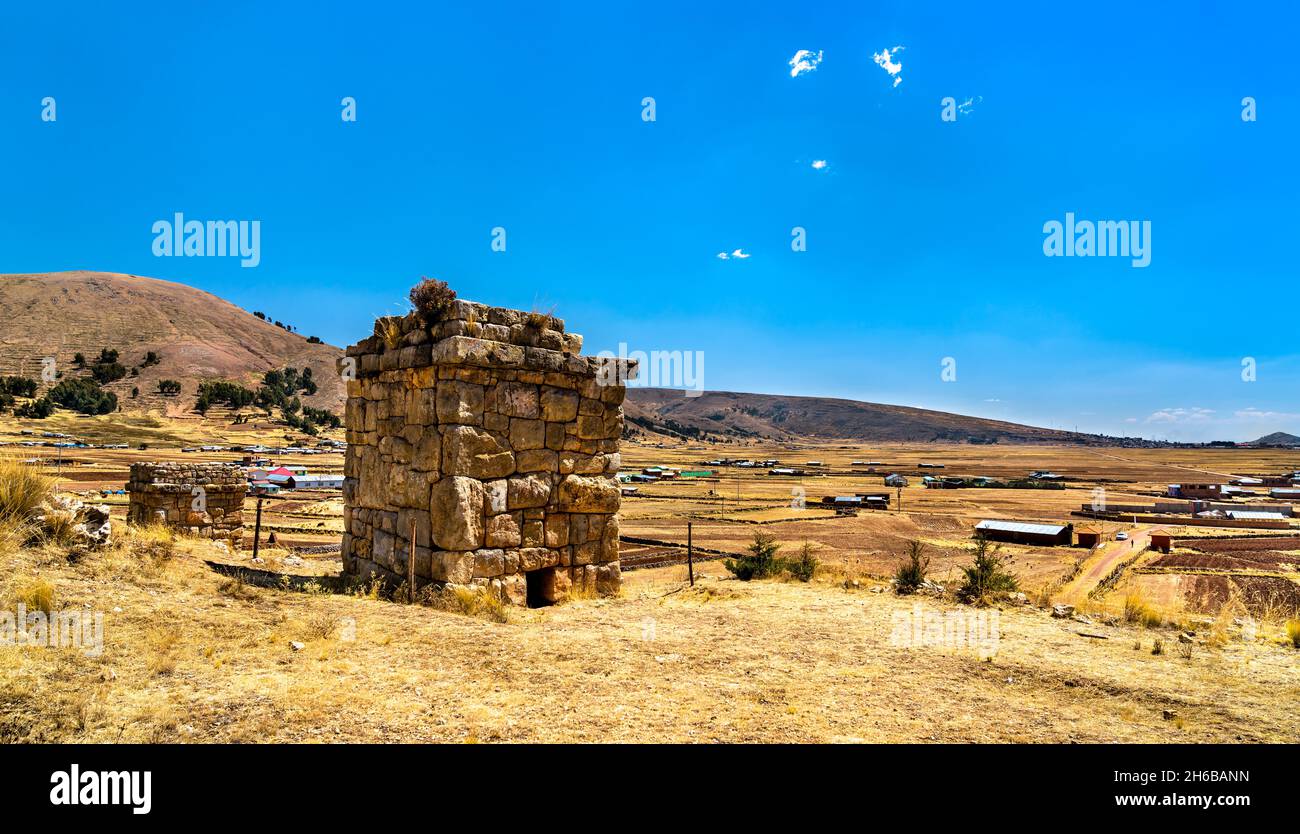 Chullpas of Molloco, funerary towers in Peru Stock Photo