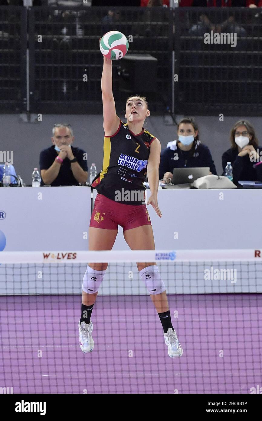 Trnkova Veronika of Acqua &amp; Sapone Roma Volley in action during the  Women's Volleyball Championship Series A1 match between Acqua &amp; Sapone  Volley Roma and Vero Volley Monza at PalaEur, 14th November,