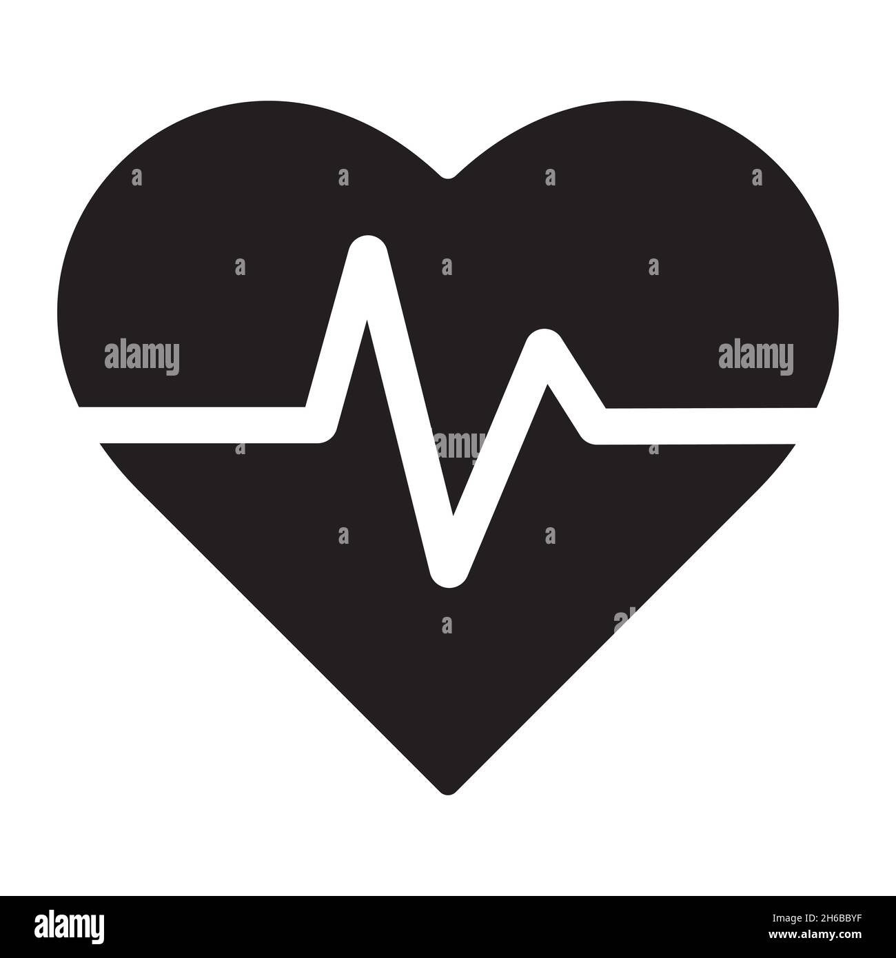 Heart pulse and cardiogram icon in simple style on white background ...