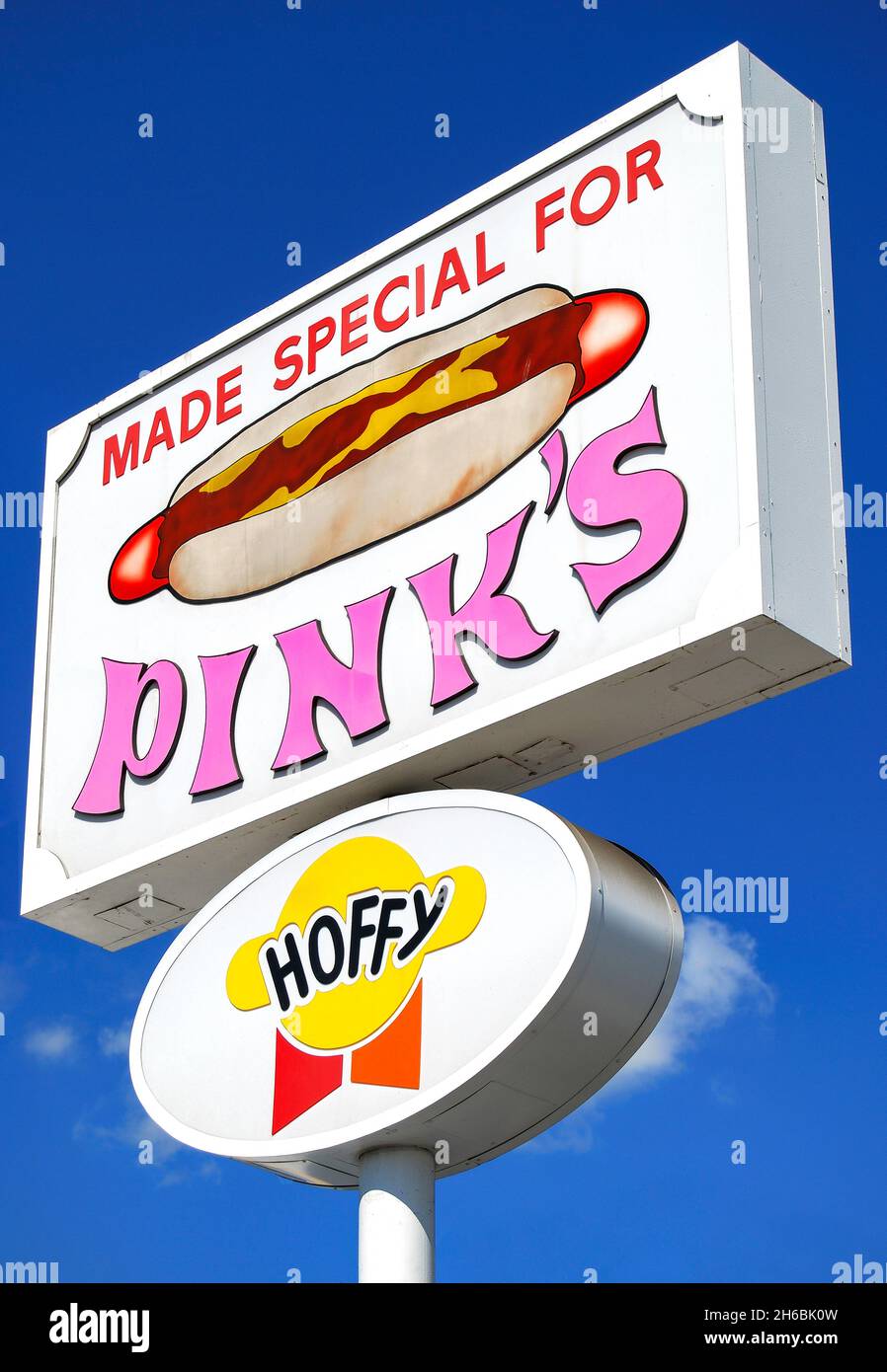 Pink's Hot Dogs restaurant, North La Brea Avenue, Hollywood, Los Angeles, California, United States of America Stock Photo