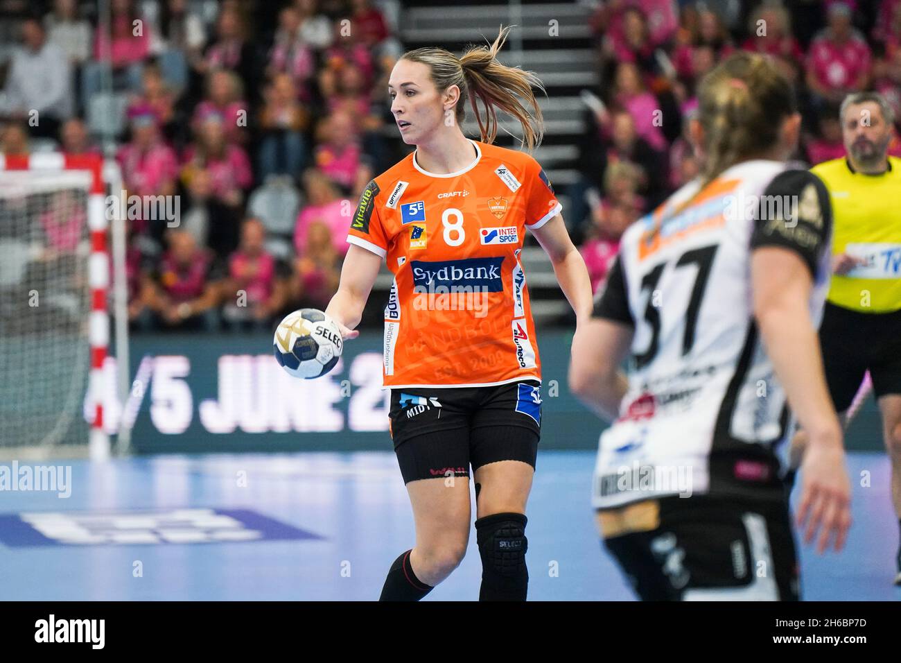 Odense, Denmark. 14th Nov, 2021. Lois Abbingh (8) of Odense Handball seen in the DELO EHF Champions League match between Odense Handball and Vipers Kristiansand at Sydbank Arena in Odense. (Photo Credit: Gonzales Photo/Alamy Live News Stock Photo