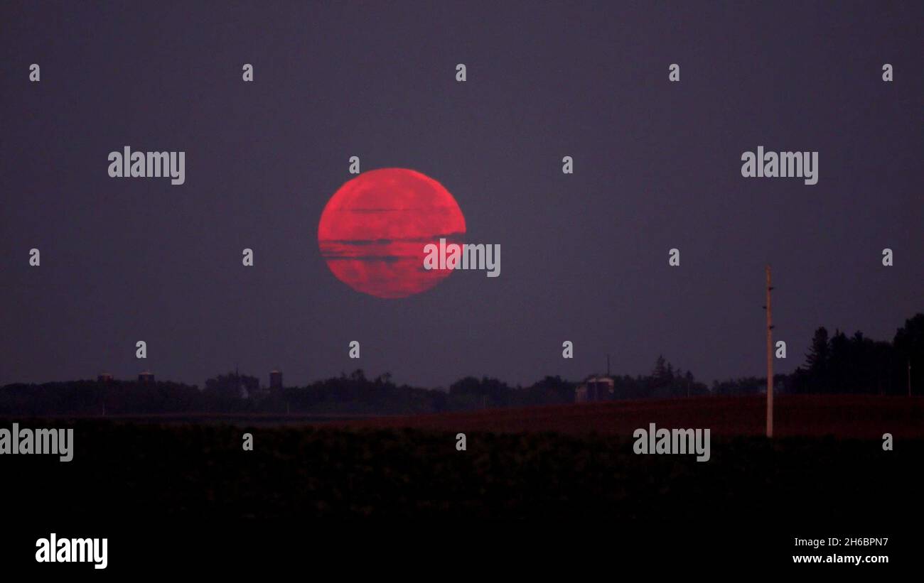 A photo of red moon in the sky Stock Photo