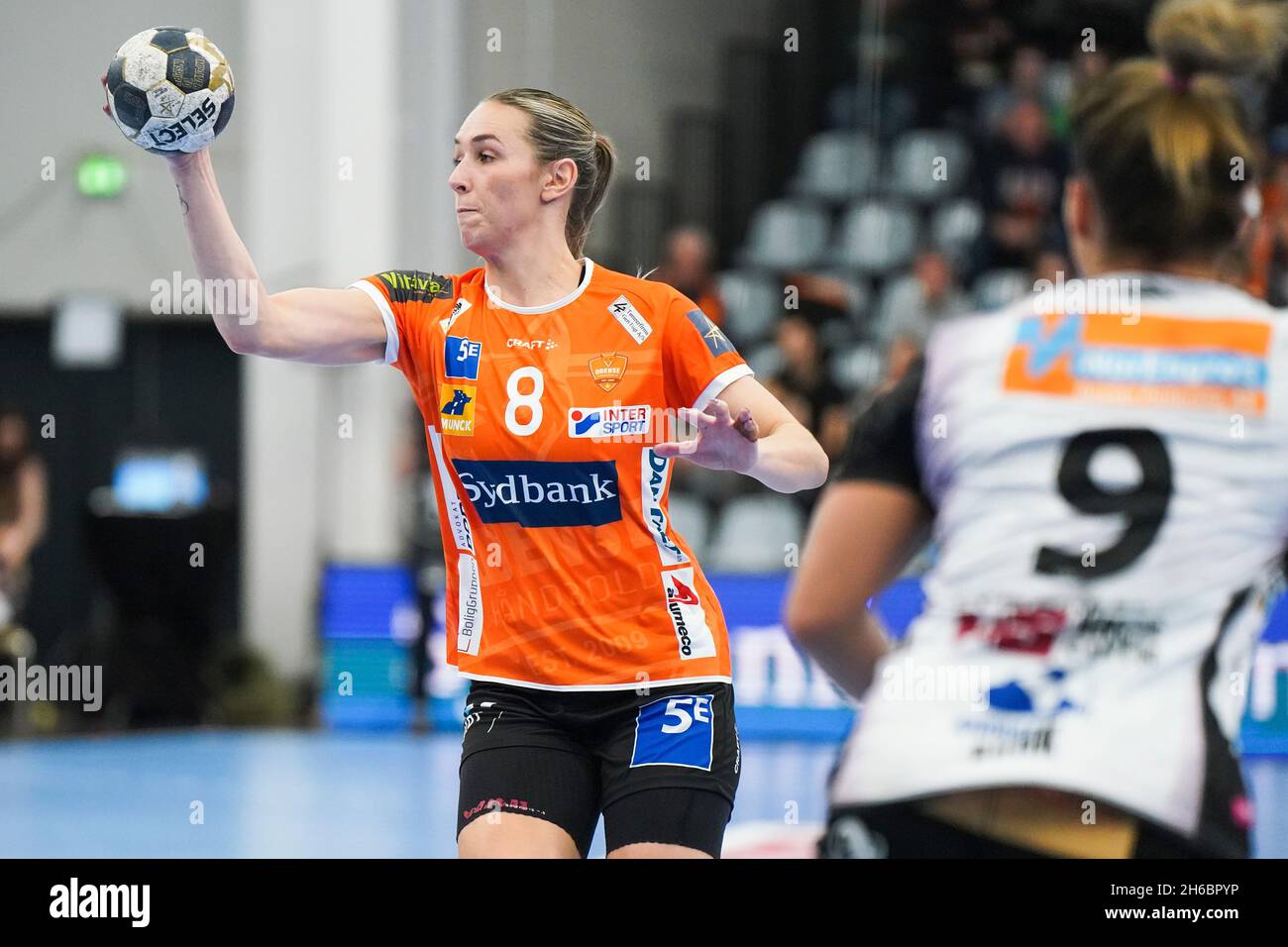 Odense, Denmark. 14th Nov, 2021. Lois Abbingh (8) of Odense Handball seen in the DELO EHF Champions League match between Odense Handball and Vipers Kristiansand at Sydbank Arena in Odense. (Photo Credit: Gonzales Photo/Alamy Live News Stock Photo