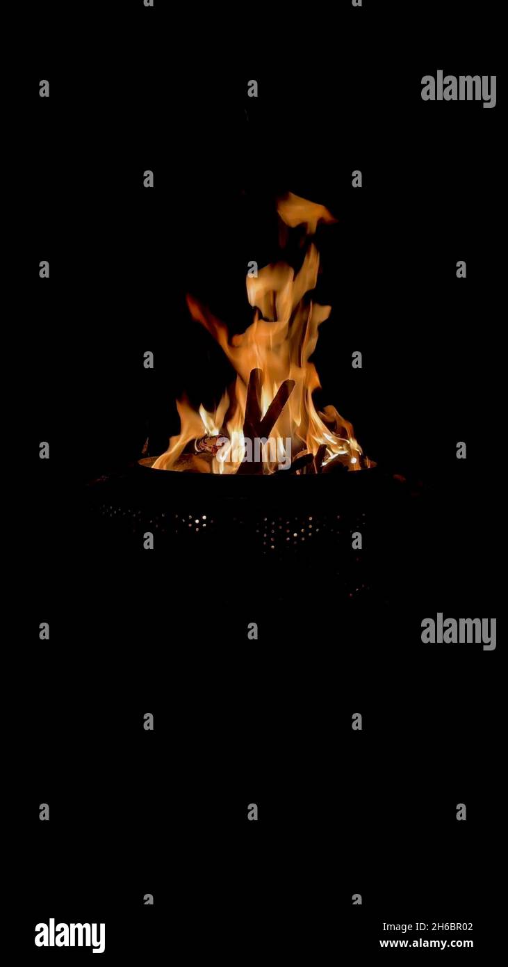 A vertical photo of a fire Stock Photo