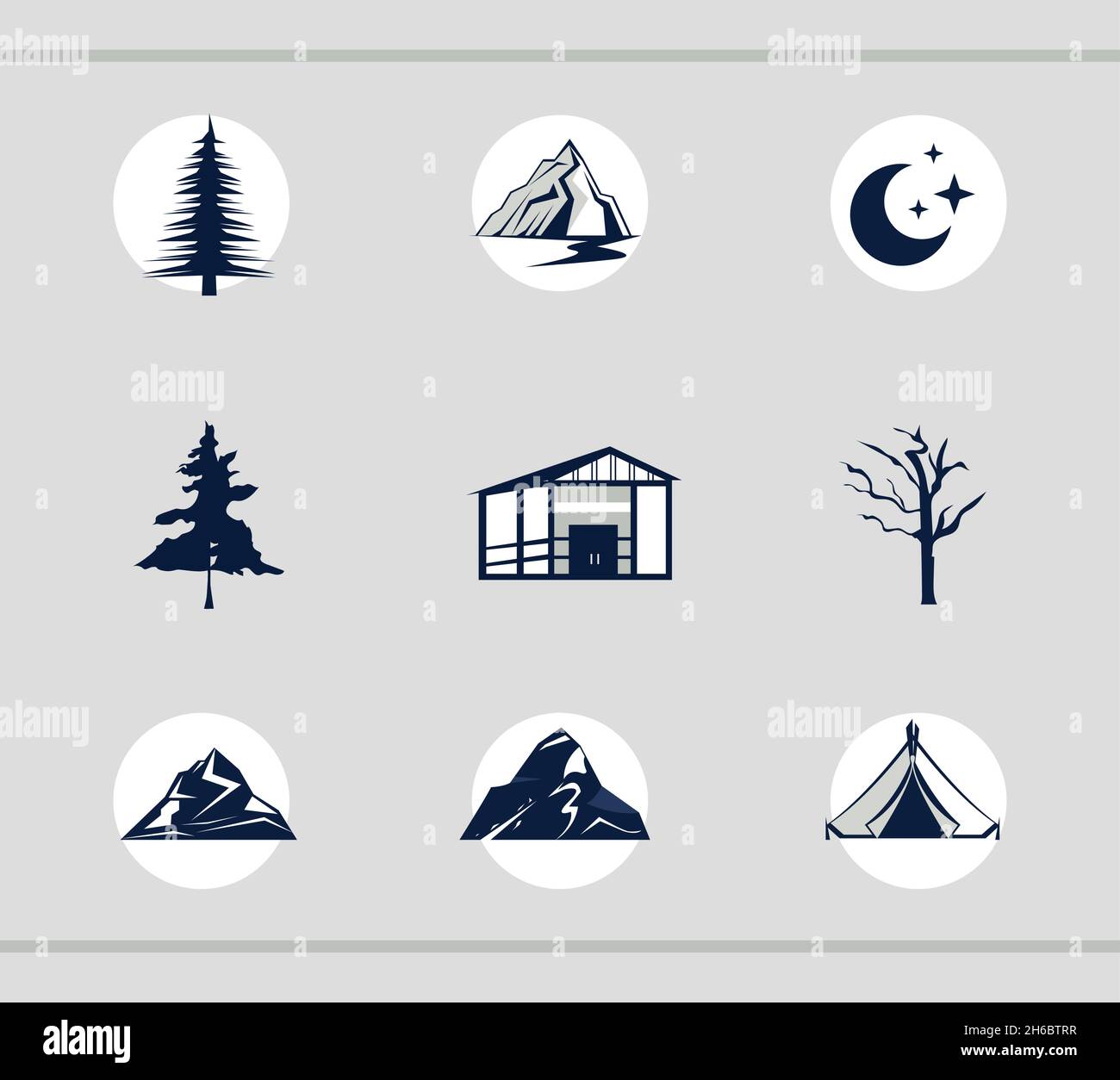 nine double exposure icons Stock Vector