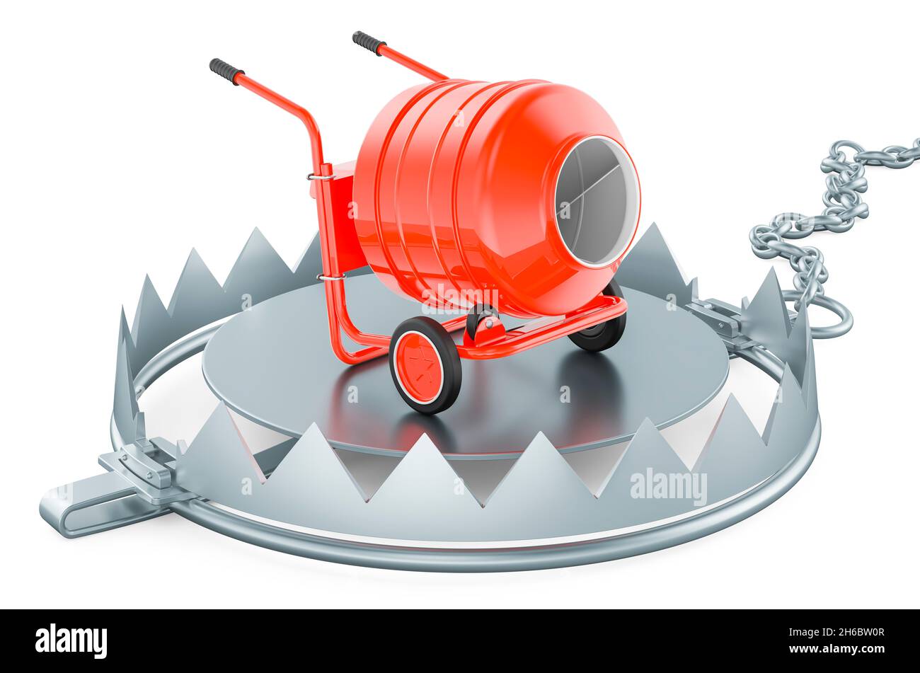 Bear trap with cement mixer, 3D rendering isolated on white background ...