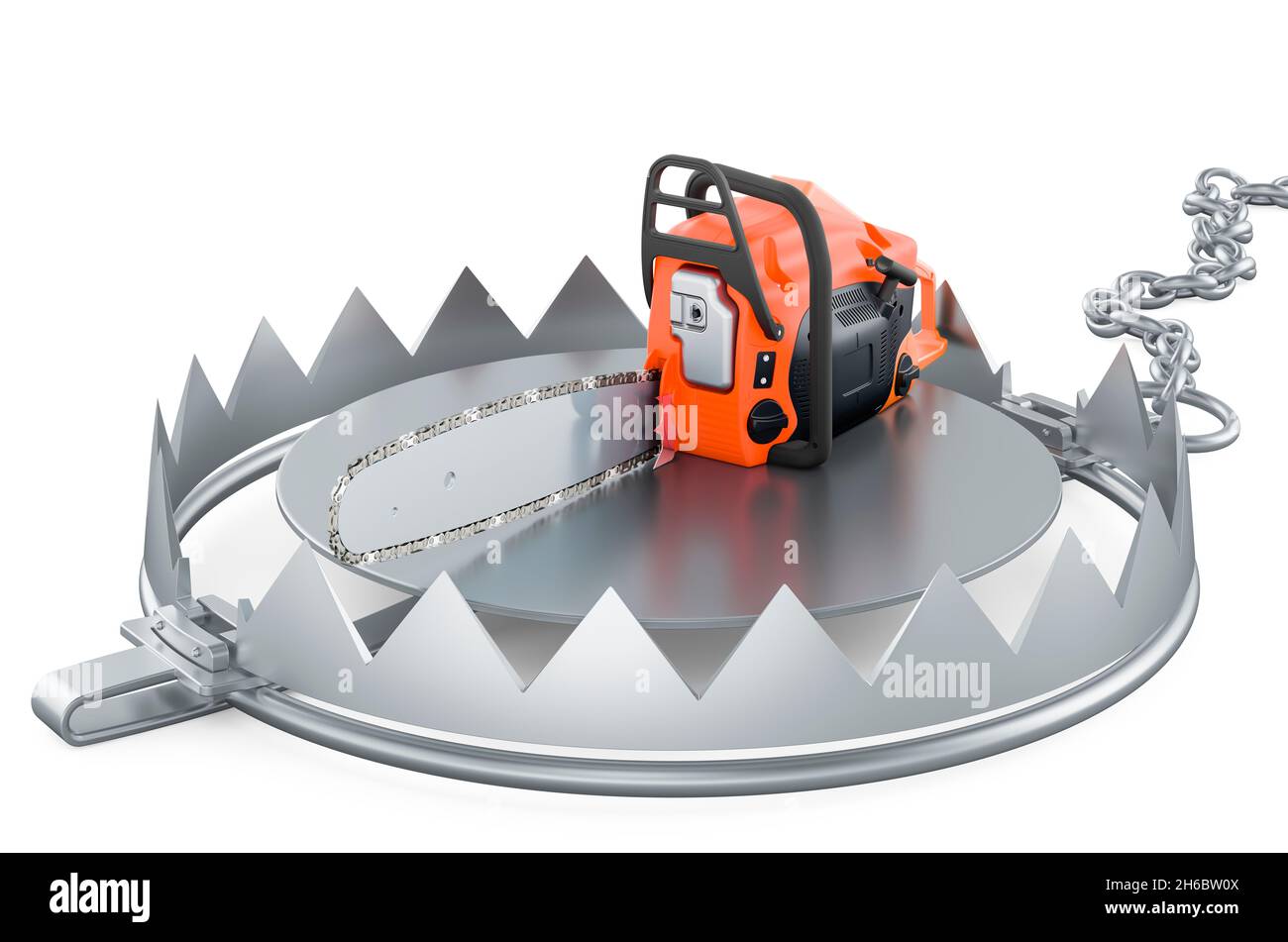 Bear trap with chainsaw, 3D rendering isolated on white background ...