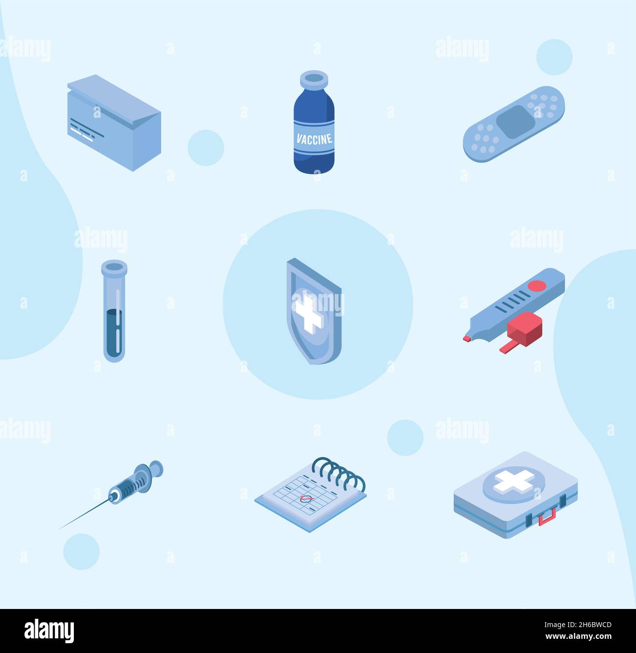 nine vaccination campaign icons Stock Vector
