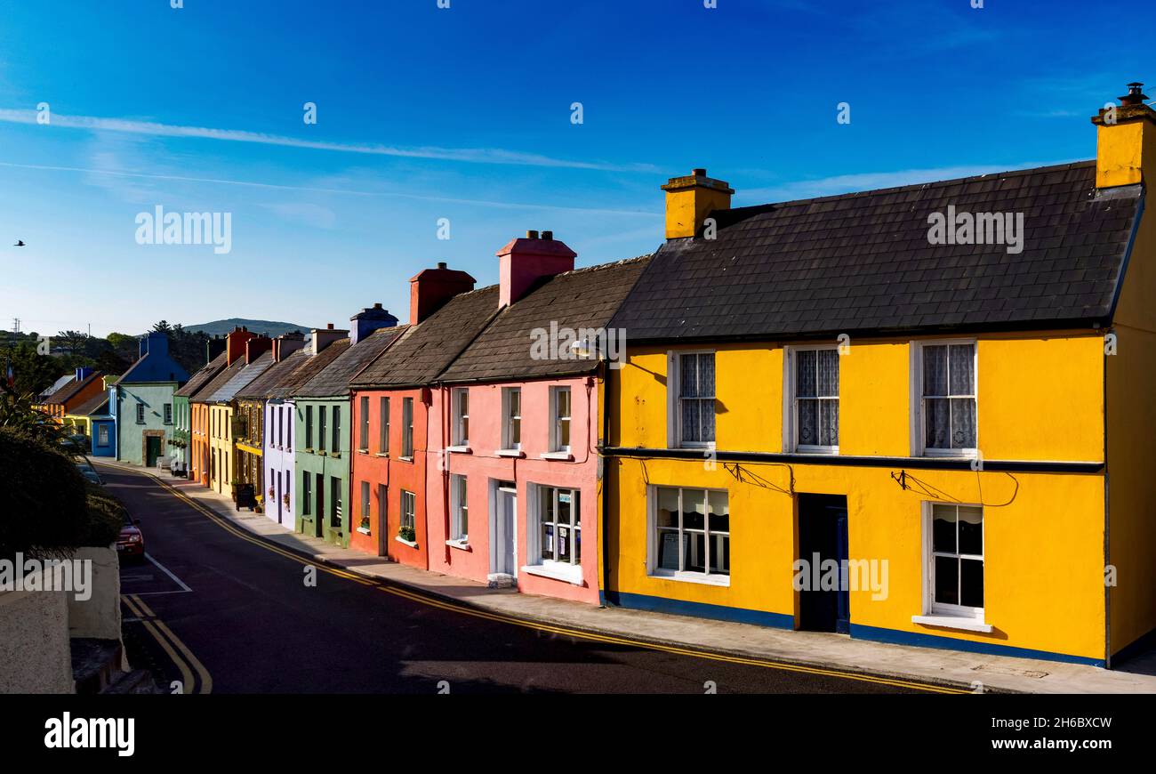 Coloured houses Eyeries village Beara , County Cork Ireland Stock Photo