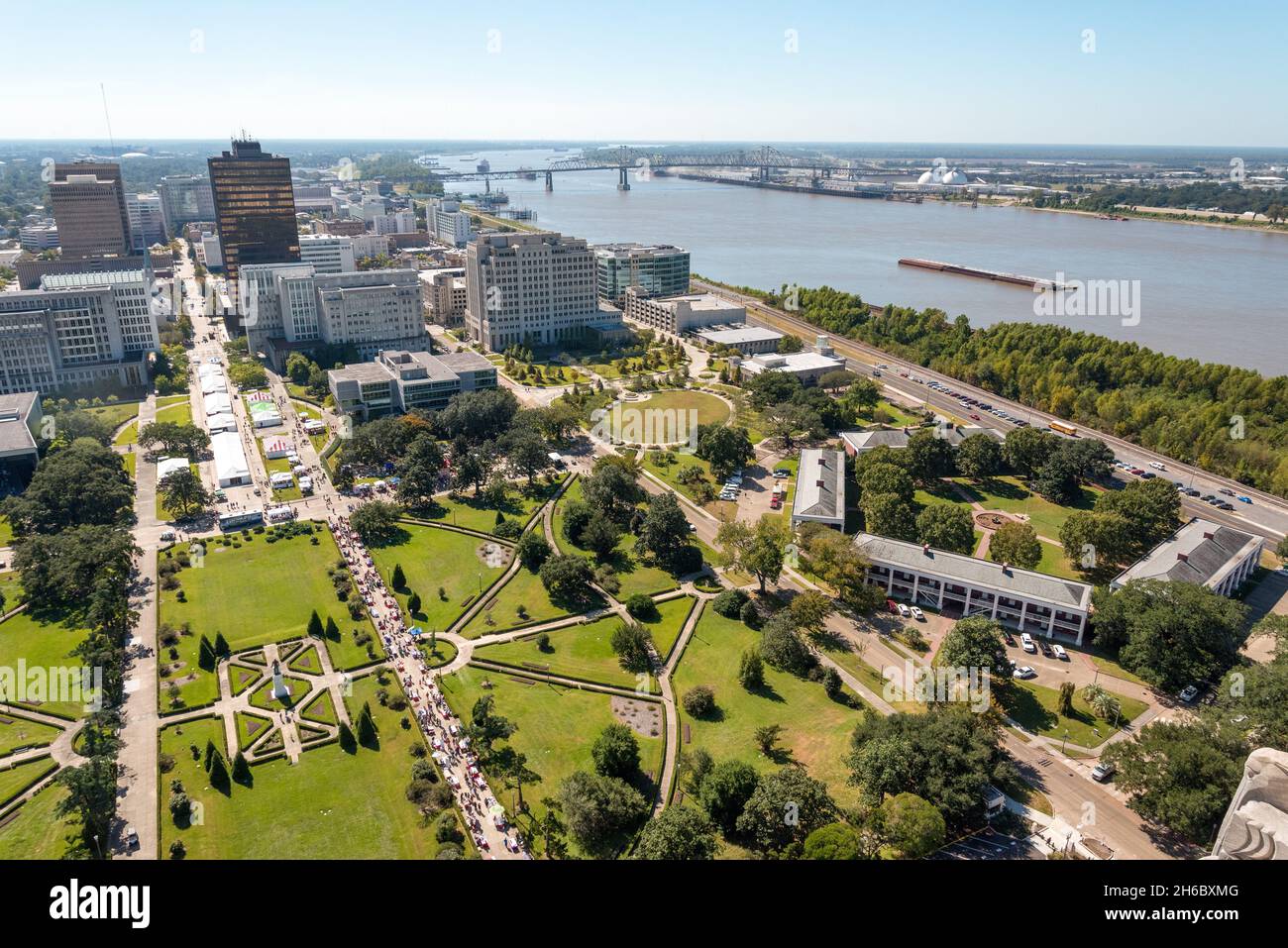 Aerial view of Baton Rouge from the State Capitol, USA Stock Photo