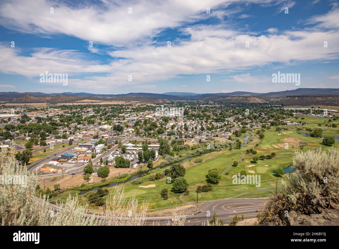 Prineville, Oregon as seen from a nearby lookout point on a summer day in July, 2021 Stock Photo