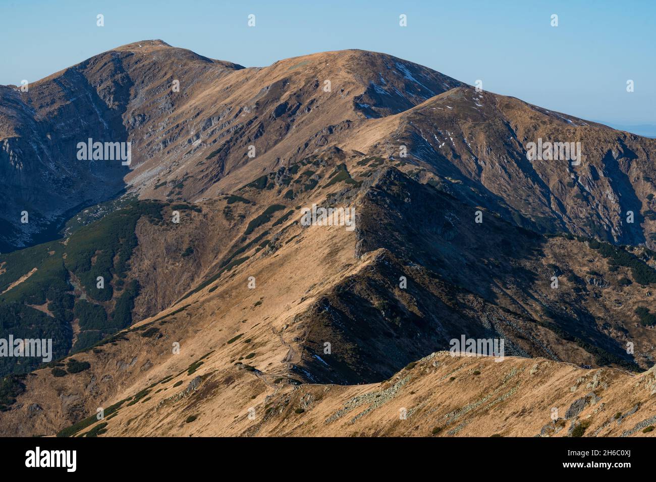 View towards Czerwone Wierchy from Kasprowy Wierch Stock Photo