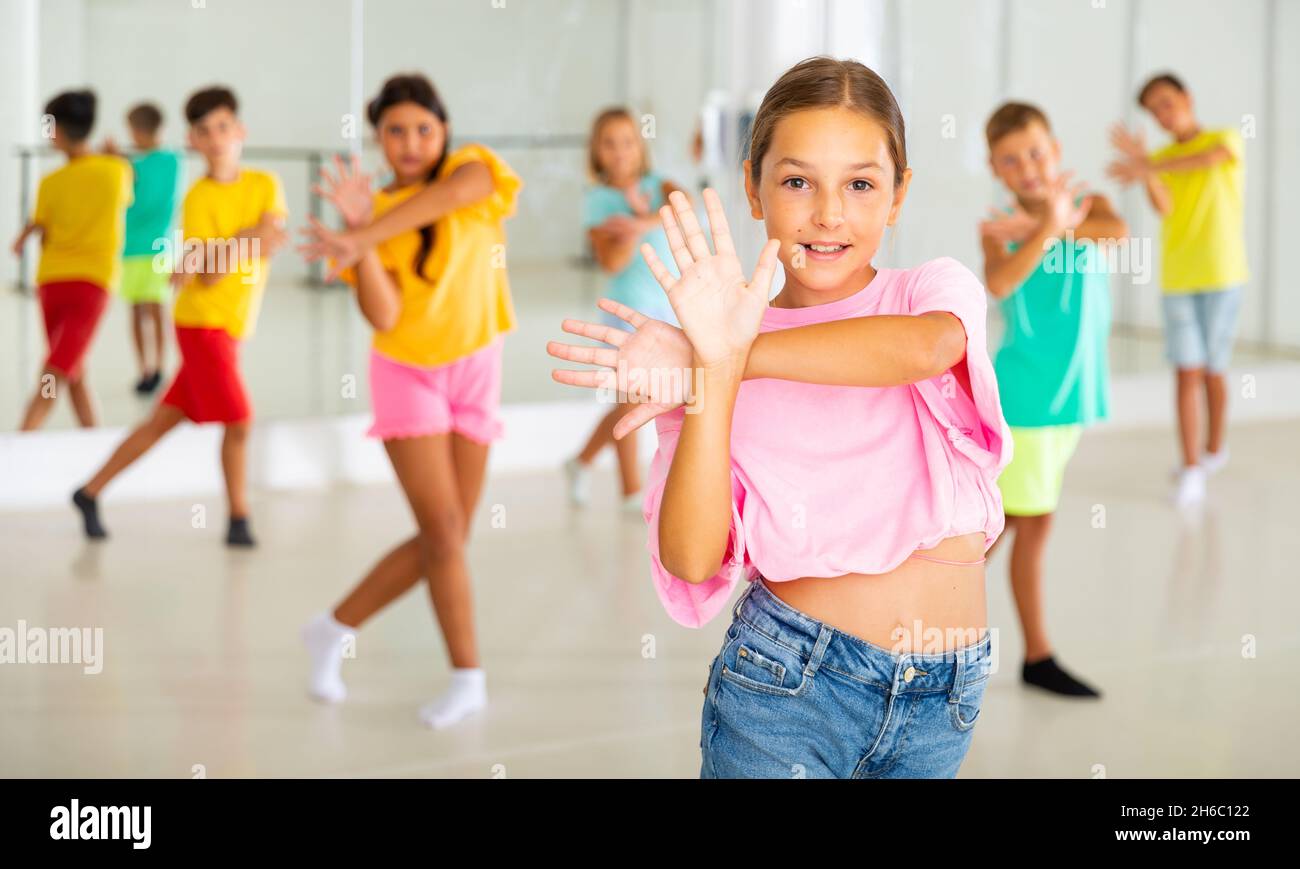 Children exercising modern dance moves together Stock Photo Alamy