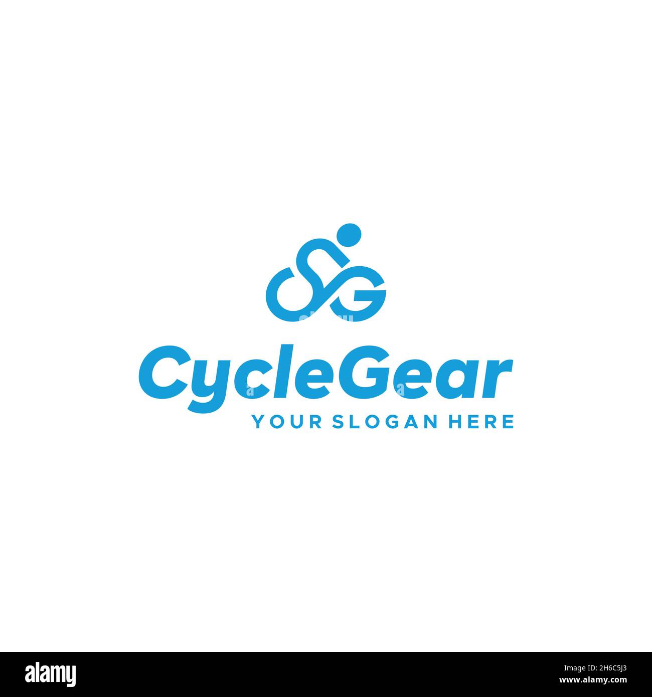 flat CycleGear driver two wheeler logo design Stock Vector