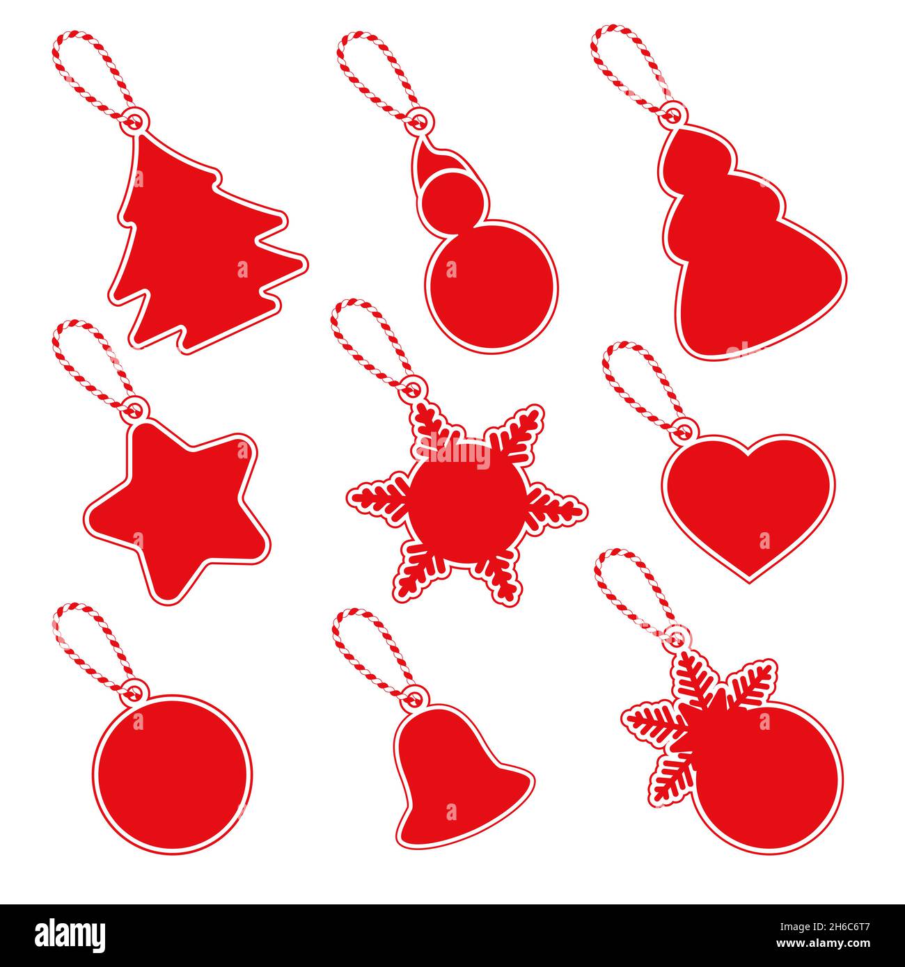 Red christmas sale signs on white background. Vector illustration. Stock Vector