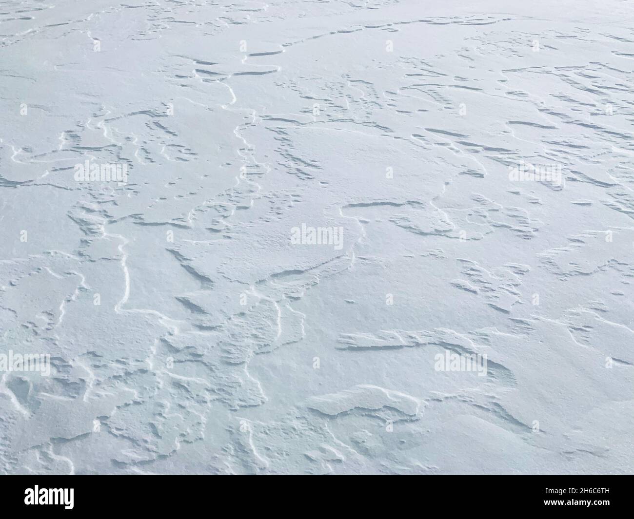 Snowy surface with a perspective angle. With more sharpness in the foreground. Stock Photo
