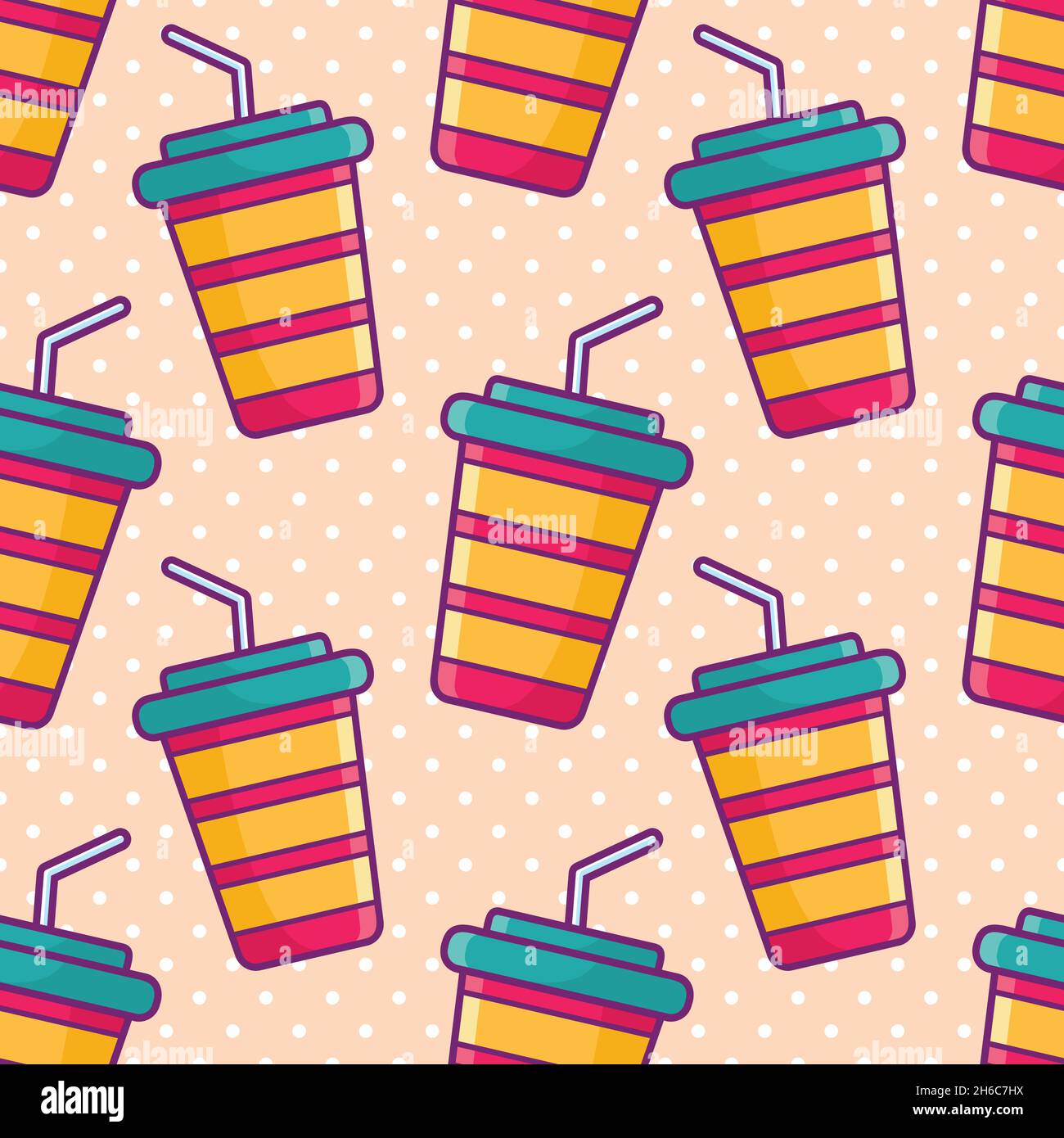 drink cup seamless pattern vector illustration Stock Vector