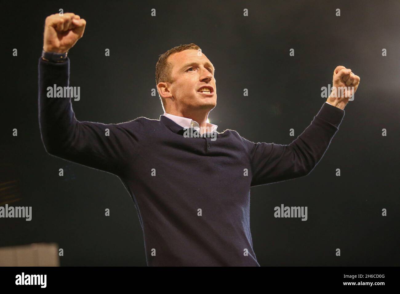 St. Petersburg, FL USA;  Tampa Bay Rowdies head coach Neill Collins shows his excitement at the win and advancing to the Eastern Conference Finals aft Stock Photo