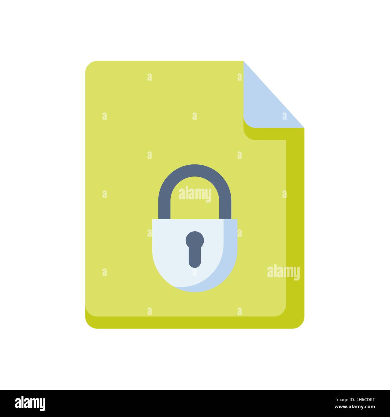 encrypted document with lock secure single isolated icon with flat ...