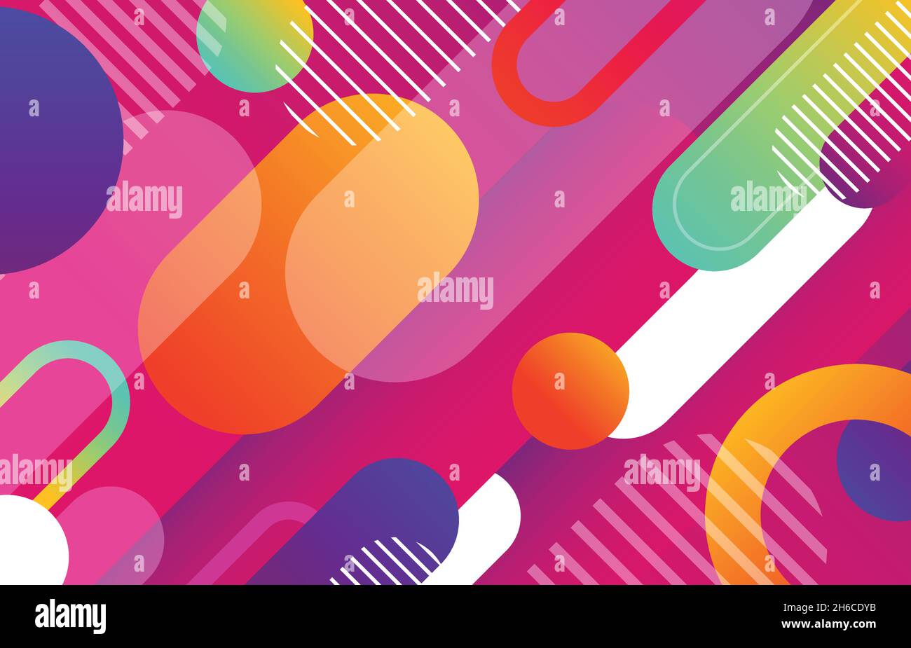 Abstract geometric vivid colourful gradient round lines pattern template. Overlapping with lines style shape artwork background. Illustration vector Stock Vector