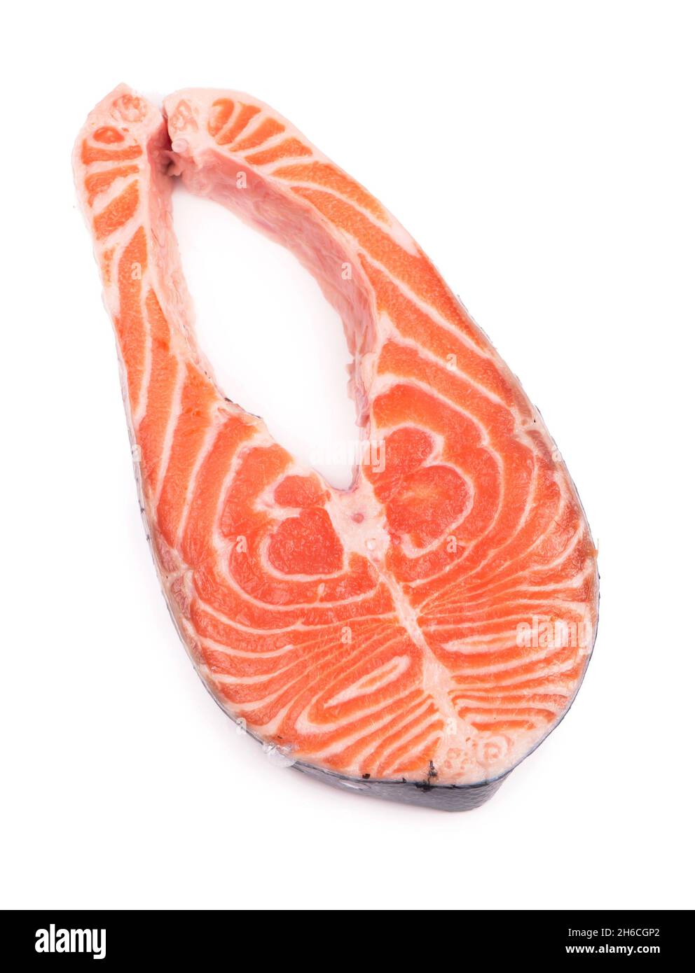 Steak of red fish on white background Stock Photo - Alamy