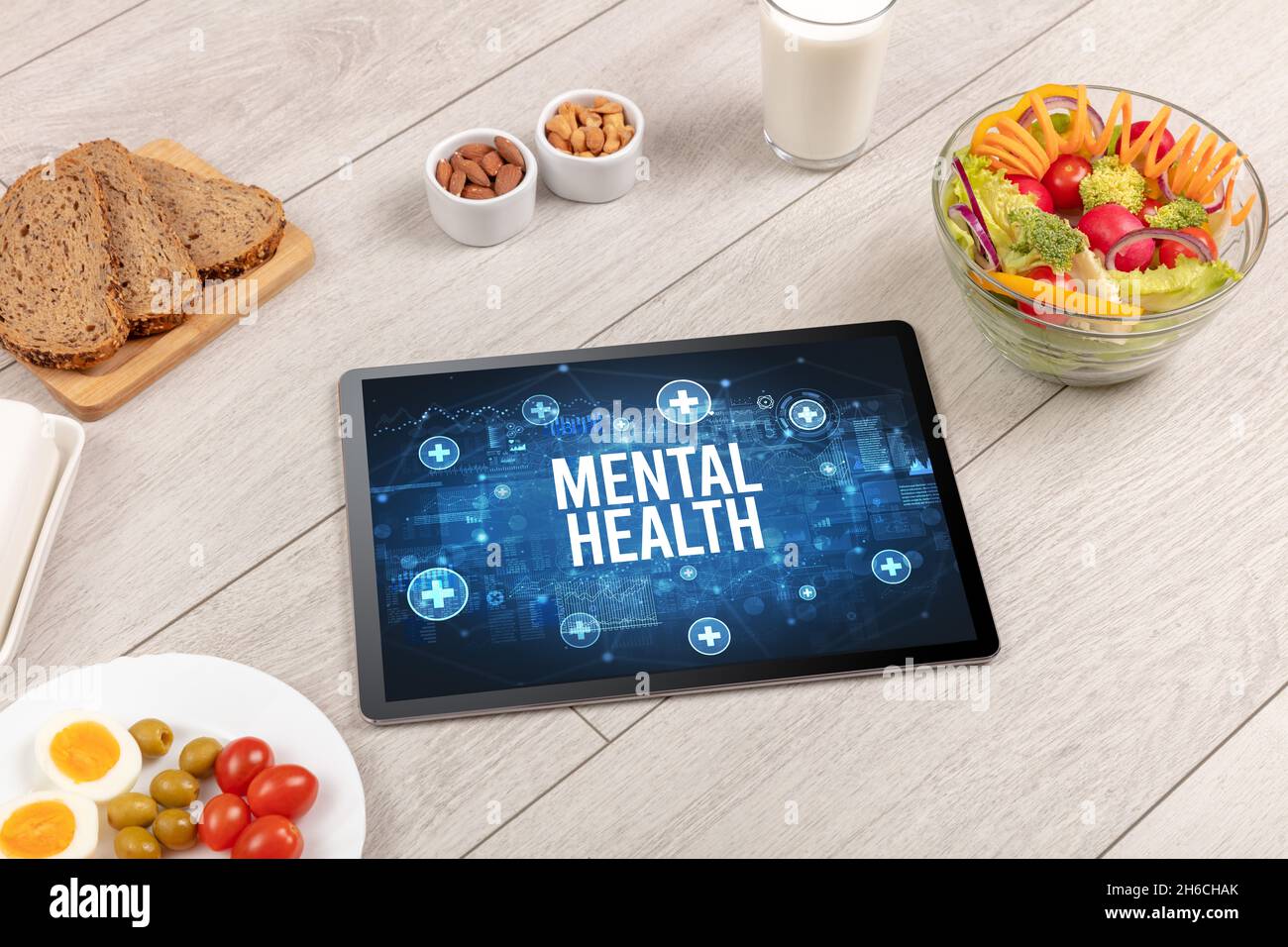 Tablet Pc with fruits, healthy concept Stock Photo - Alamy