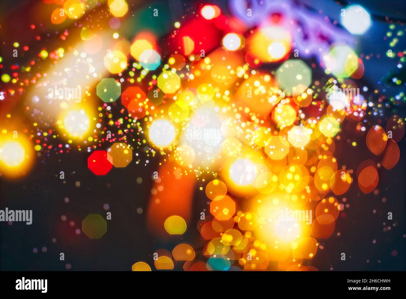 Blurry Christmas lights festive background. Christmas and New Year ...
